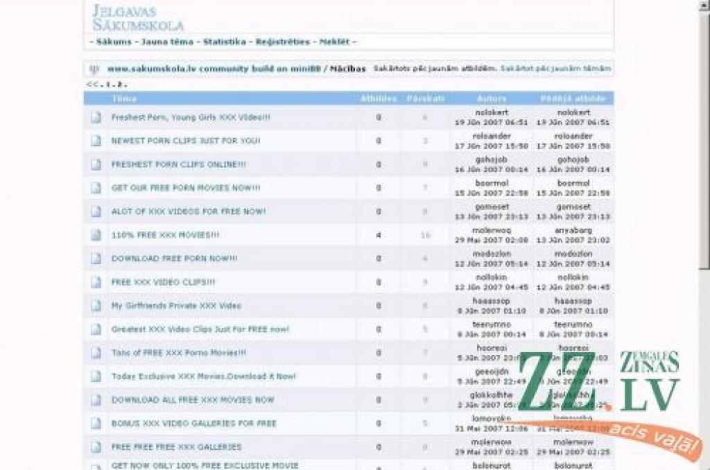 Jaunākais ieraksts ar aicinājumu apmeklēt pornogrāfiska satura interneta lappuses Jelgavas Sākumskolas mājas lapā bija datēts ar 26.maiju. No sadaļas «Forums» tā tika izņemta pēc tam, kad direktori par to informēja «Ziņas».