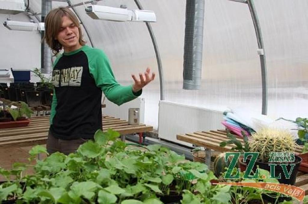 Doktorants Andris Bāliņš Augsnes un augu zinātņu institūta siltumnīcā.
Autors: Krišjānis Grantiņš.