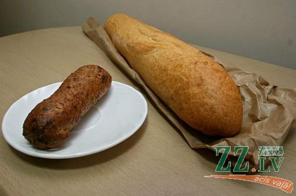Gan «Kraukšķīgajai bagetei», gan arī maizītei «Valdemāriņš» akcijas laikā samazināta ne tikai cena, bet arī svars. Tiesa, par to gan pircēji informēti netiek.
Autors: Agris Samcovs.