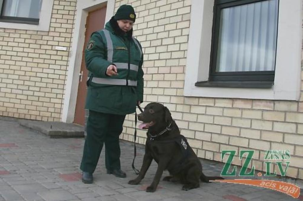 Valsts robežsardzes Jelgavas rajona Imigrācijas nodaļas inspektore kinoloģe Aiva Kugrēna un Gastons.
Autors: Inga Karlinska.