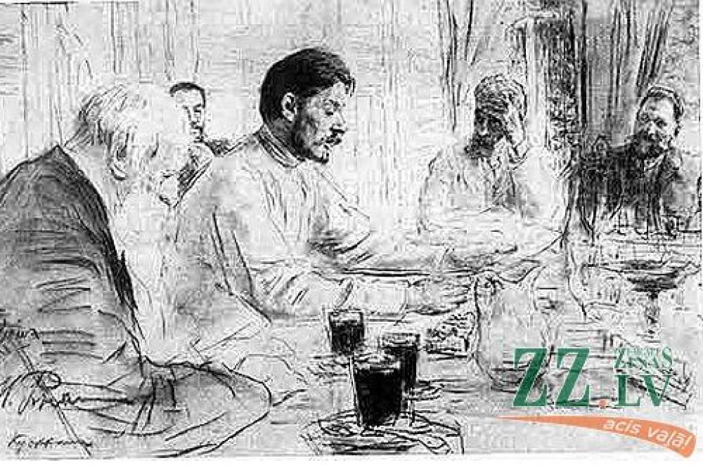 I.E.Repins «M.Gorkijs lasa savu dzejoli «Saules bērni»» (1905.g.)