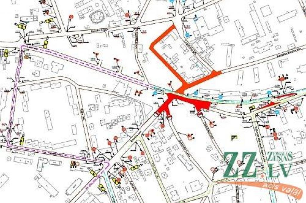 Lielās un Dambja ielas krustojuma shēma.
Autors: no www.pilsetsaimnieciba.lv