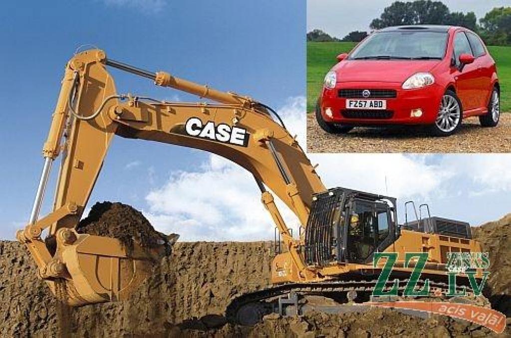 Ekskavators «Case» un automašīna «FIAT Punto».
Autors: montāža no publicitātes foto