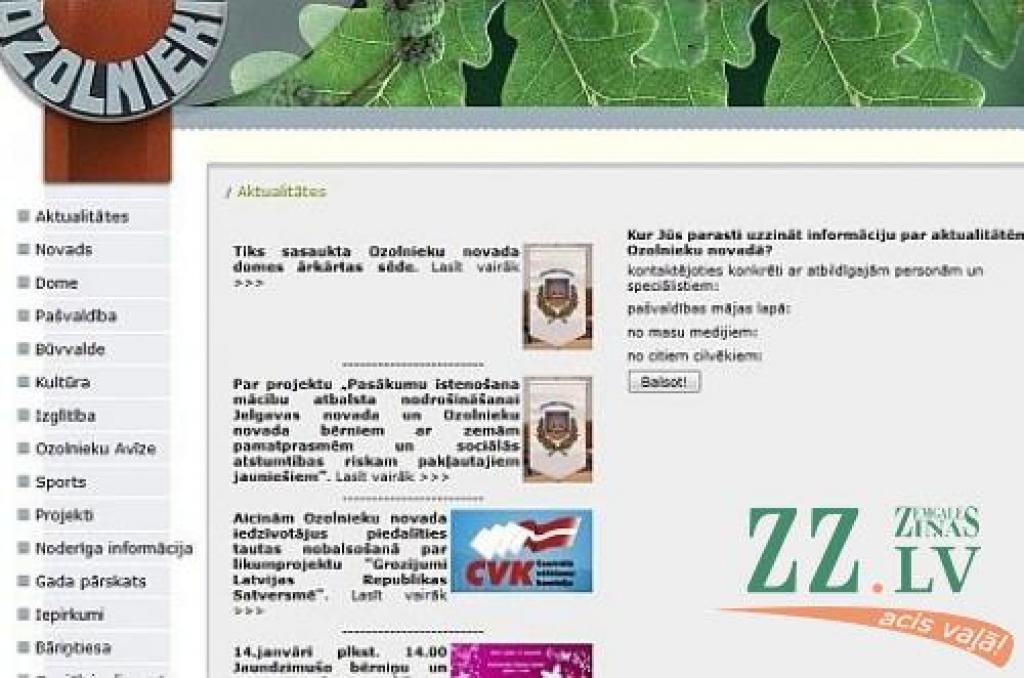Lapa aizstās 2003.gadā izstrādāto esošo vietni.
Autors: www.ozolnieki.lv