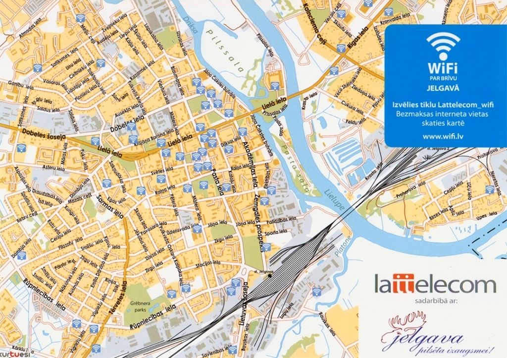 Bezmaksas «Lattelecom» Wi-Fi punkti Jelgavā