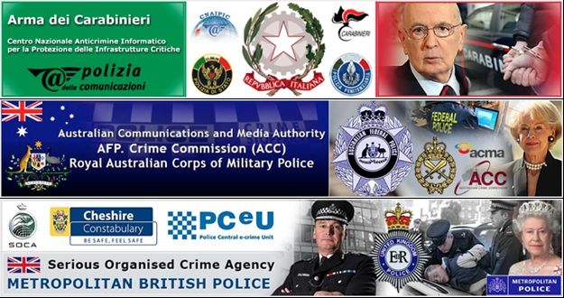 Tiesībaizsardzības iestāžu simbolika, ko hakeri izmantojuši bloķēšanas ekrānā.