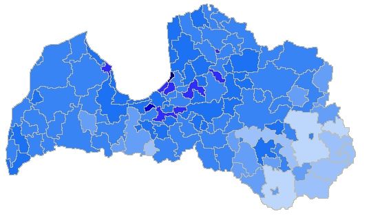 Vislielākā vēlētāju aktivitāte, kā ierasts, caurbraucēju dēļ bijusi Saulkrastos – 106%.
Autors: CVK