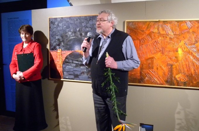Viesturs Amats un Valentīna Smertjeva izstādes atklāšana.