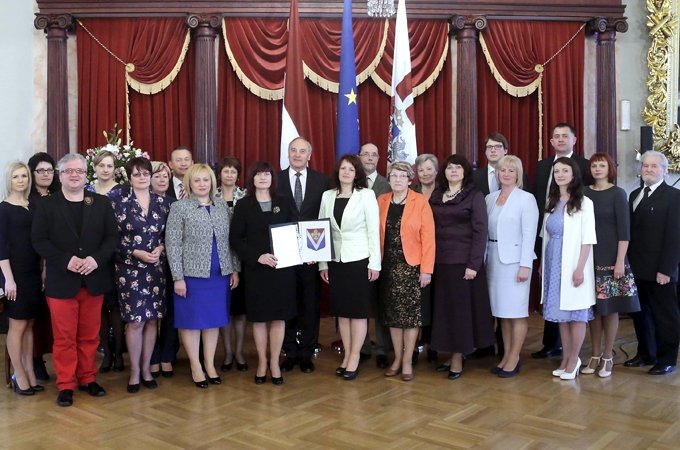 Jelgavas novada pašvaldības pārstāvji pieņemšanā pie Valsts prezidenta Ģerboņu svētkos.