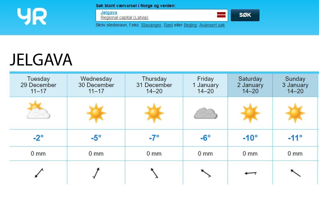 Lai arī nākamās nedēļas nogale solās būt visai auksta, 6.janvārī Jelgavā sals sasniegšot pat mīnus 18 grādu.