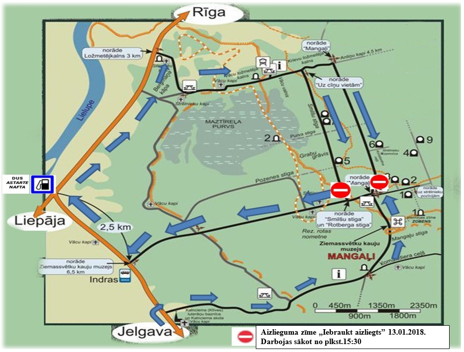 Transporta kustības organizācijas shēma pasākumu laikā.