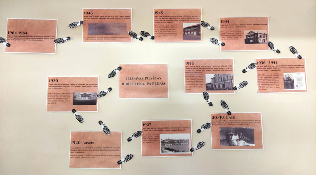 Par godu 105. dzimšanas dienai eksponēta izstāde “Pa Jelgavas pilsētas bibliotēkas pēdām (1920–2025)”, kas apskatāma līdz 29. augustam.